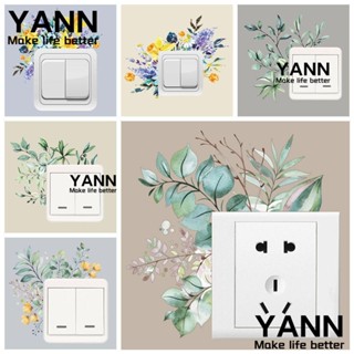 Yann1 สติกเกอร์ ลายดอกไม้ ใบไม้สีเขียว สไตล์นอร์ดิก สําหรับตกแต่งบ้าน ห้องนอน