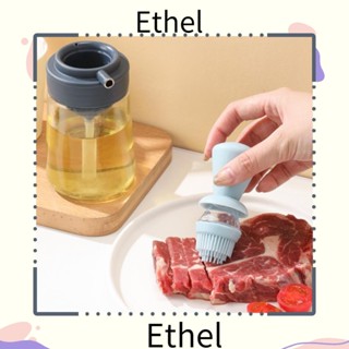 Ethel1 ขวดสเปรย์จ่ายน้ํามันมะกอก พร้อมแปรงซิลิโคน พลาสติก แบบพกพา 3 สี 2 In 1