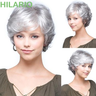 Hilario วิกผมสั้นสังเคราะห์ สีเทา สีเงิน ธรรมชาติ มองไม่เห็น แฟชั่น สําหรับแม่ และผู้หญิง