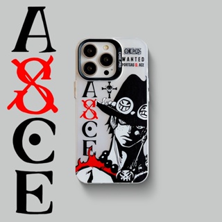 เคสโทรศัพท์มือถือ ผิวด้าน ลายการ์ตูนอนิเมะ One Piece Luffy Ace Fire Fist สําหรับ iPhone 11 12 13 14 Pro Max 8 7 Plus