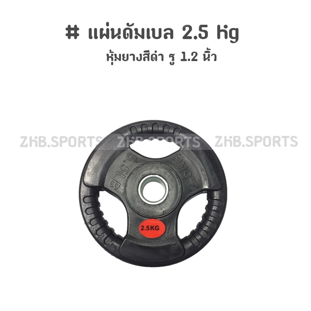 แผ่นดัมเบล 2.5 Kg หุ้มยางสีดำ รู 1.2 นิ้ว ราคา ถูกที่สุด ดีลบีเคเค