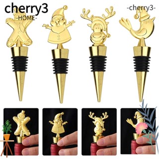 Cherry3 จุกปิดขวดไวน์ ลายซานตาคลอส ขนมปังขิง คริสต์มาส 4 ชิ้น