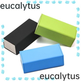 Eucalytus1 กล่องเก็บแว่นตา หนัง PU แบบพับได้ สี่มุม แบบพกพา ป้องกันการกดทับ สําหรับผู้ชาย
