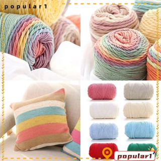 Popular 100 กรัม ไหมพรมขนสัตว์ นุ่ม หนา เสื้อกันหนาว สีรุ้ง โซฟา เบาะ ถักโครเชต์