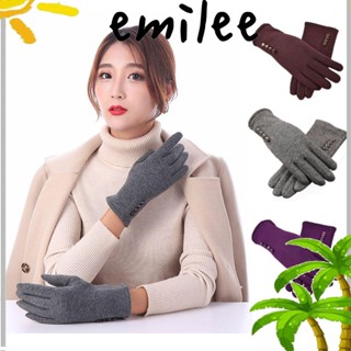 Emilee ถุงมือหน้าจอสัมผัส ถุงมือแฟชั่น สี่ปุ่ม อบอุ่น ฤดูใบไม้ร่วง และฤดูหนาว