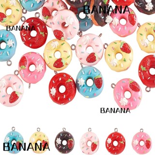 Banana1 พวงกุญแจเรซิ่น จี้โดนัท สตรอเบอร์รี่ เค้ก ขนมหวาน โดนัท 30 ชิ้น โดนัท 6 สี DIY 30 ชิ้น