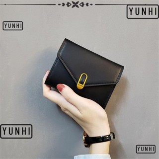 Yunhi กระเป๋าสตางค์ใบสั้น อเนกประสงค์ ใส่บัตรได้หลายใบ ขนาดเล็ก