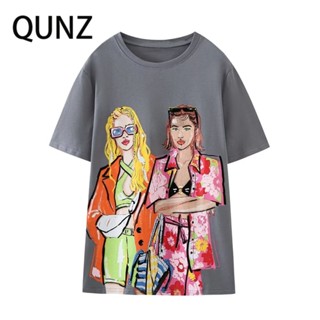 Qunz เสื้อเชิ้ตแฟชั่น พิมพ์ลาย อเนกประสงค์ 3452