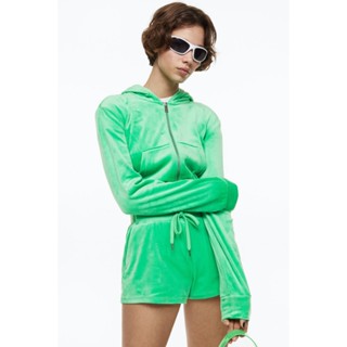 H&amp;M  Woman Cropped velour zip-through hoodie 1144180_1