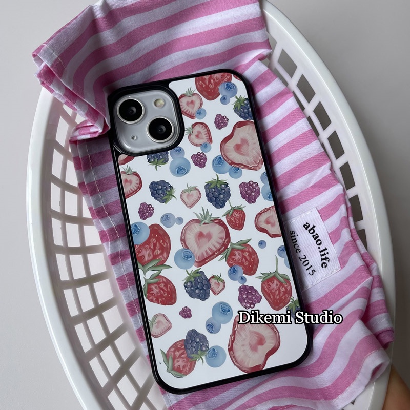 เคสโทรศัพท์ผลไม้สตรอเบอร์รี่สีสันสดใสสําหรับ iphone16/15pro/13pro/14promax/13promax/12/11/xsmax/xr โทรศัพท์มือถือป้องกันกรณีฝาครอบ