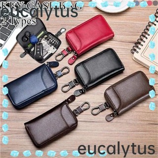 Eucalytus1 กระเป๋าใส่กุญแจรถยนต์ หนังแท้ มีซิป แบบพกพา ได้มาตรฐาน