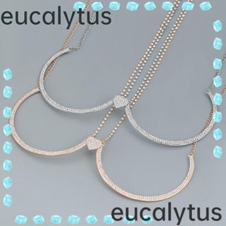 Eucalytus1 สายโซ่คล้องคอ ประดับพลอยเทียม คริสตัล สีทอง สีเงิน สําหรับบิกินี่ ชุดชั้นใน งานเทศกาล