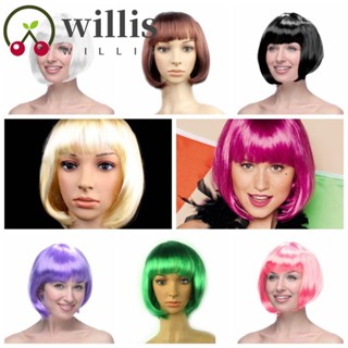 Willis วิกผมบ๊อบสั้น ตรง ระบายอากาศ สีดํา สีชมพู เหมาะกับงานปาร์ตี้คริสต์มาส สําหรับผู้หญิง