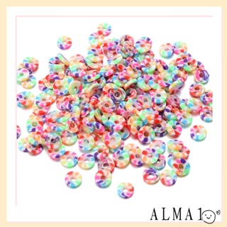 Alma ลูกปัดดินโพลิเมอร์ สีรุ้ง 6 มม. สําหรับทําเครื่องประดับ สร้อยข้อมือ DIY 2000 ชิ้น