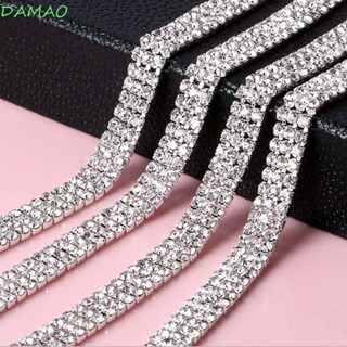 Damao สายโซ่แก้วคริสตัล สีเงิน 3 แถว 2 แถว 1 แถว DIY