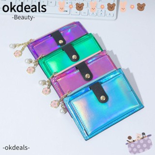 Okdeals กระเป๋าใส่บัตรเครดิต หนัง PU เรียบง่าย สําหรับผู้หญิง