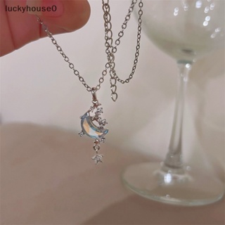 Luckyhouse0^^ ใหม่ สร้อยคอโซ่ จี้รูปดวงจันทร์ ดาว แม่น้ํา เรียบง่าย แฟชั่น สําหรับผู้หญิง