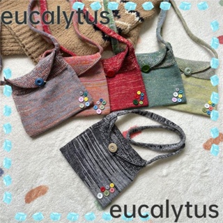 Eucalytus1 กระเป๋าช้อปปิ้ง กระเป๋าถัก นํากลับมาใช้ใหม่ได้ สําหรับผู้หญิง