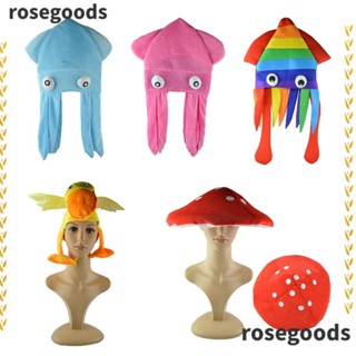 Rosegoods1 หมวกคอสเพลย์ รูปปลาหมึก หลากสีสัน สําหรับปาร์ตี้ฮาโลวีน