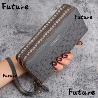 Future กระเป๋าสตางค์ กระเป๋าคลัทช์ หนัง PU มีซิป หลายชั้น ความจุขนาดใหญ่ สําหรับผู้หญิง