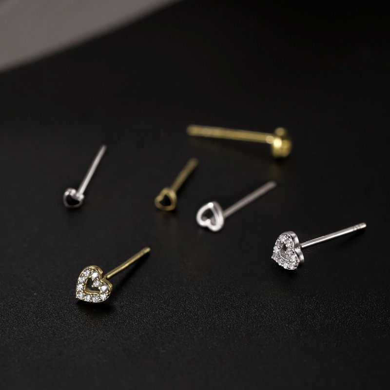 We Flower ชุดเครื่องประดับ ต่างหูเม็ดเดี่ยว เงิน S925 ประดับเพทาย รูปหัวใจ สีดํา สําหรับผู้หญิง 3 ชิ้น - รูปที่ 7