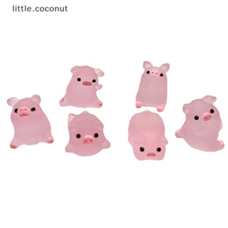 [little.coconut] ตุ๊กตาฟิกเกอร์เรซิ่น รูปหมูเรืองแสง ขนาดเล็ก สําหรับตกแต่งบ้าน สวน 2 ชิ้น