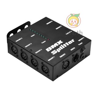 Dmx512 ตัวแยกสัญญาณออปติคอล 1 อินพุต เอาท์พุต 8 เอาท์พุต สําหรับตัวควบคุมไฟเวที ปาร์ตี้ DJ Club Disco KTV พร้อมอะแดปเตอร์พาวเวอร์