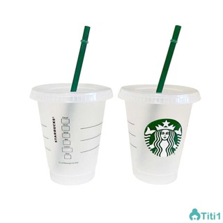 ถ้วยเล็ก Starbucks Straw Cup ถ้วยใส Green Straw Children&amp;#39;s Straw Cup 473ml / 16oz TH1