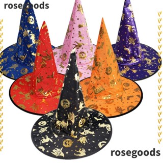 Rosegoods1 หมวกวิซาร์ด ผ้าคอมโพสิตสี สําหรับปาร์ตี้ฮาโลวีน