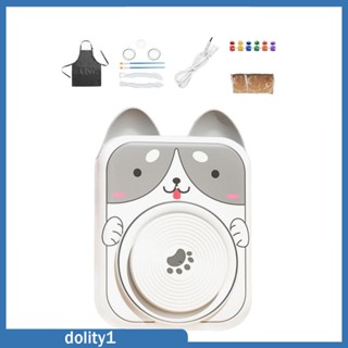 [Dolity1] ล้อเครื่องปั้นดินเผา พร้อมเครื่องมือ เม็ดสี และผ้ากันเปื้อน สําหรับเด็ก