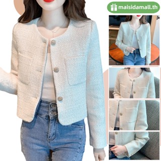 🔥พร้อมส่ง🔥MSD งานตรงปก ผ้าหนานุ่ม✨️ เสื้อคลุมผ้าทอทวีต แต่งกระดุมสีทอง Blazer