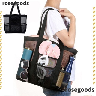 Rosegoods1 กระเป๋าชายหาด ผ้าตาข่าย ขนาดใหญ่ จุของได้เยอะ เหมาะกับฤดูร้อน สําหรับเดินทาง