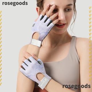 Rosegoods1 ถุงมือขี่จักรยาน โยคะ ระบายอากาศ แบบครึ่งนิ้ว สําหรับผู้หญิง 1 คู่