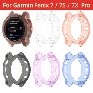 เคส TPU ใส สําหรับ Garmin Fenix 7 7S 7X Pro ครึ่งแพ็ค กลวงออก เคส TPU สีลูกกวาด นาฬิกา ป้องกันการตก เคสป้องกัน