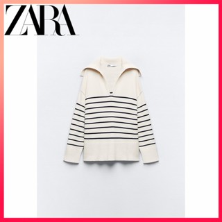 Zara ใหม่ เสื้อกันหนาว ลายทาง สําหรับผู้หญิง