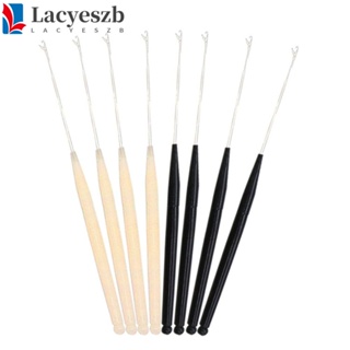 Lacyeszb เข็มถักโครเชต์ เดรดล็อก พลาสติก โลหะ สีดํา สีเบจ DIY สําหรับถักเปีย 5 ชิ้น ต่อชุด