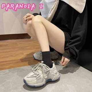 PARANOIA  I   รองเท้าพ่อของผู้หญิงอินเทรนรองเท้าผ้าใบแฟชั่นลำลองด้านล่างหนาด้านล่างต่ำ