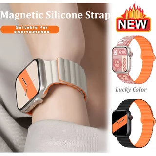 สายนาฬิกาข้อมือซิลิโคน แม่เหล็ก สําหรับ iwatch series 10 9 8 7 6 5 SE 4 3 45 44 42 41 40 49 38 มม.46 มม.42 มม.