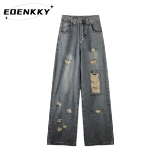 EOENKKY กางเกงขายาว กางเกงยีสน์ผู้หญิง ทรงหลวม ๆ ตรง Retro Hip Hop Pants 2023 NEW Style  พิเศษ ทันสมัย สวย ทันสมัย A97L05W 36Z230909