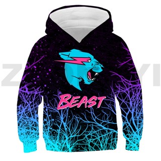 เสื้อสวมหัว พิมพ์ลายการ์ตูน Mr Wolf Beast Lightning Cat 3 มิติ ขนาดใหญ่ สําหรับเด็กผู้ชาย และผู้หญิง