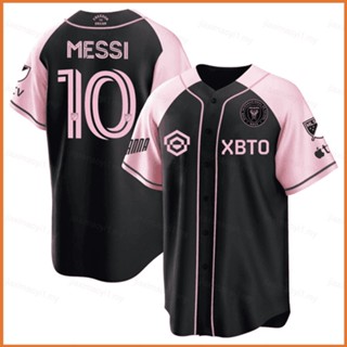 Fb 2023-2024 MLS Inter Miami Messi Home Jersey เสื้อคาร์ดิแกนเบสบอล เสื้อยืดกีฬา พลัสไซซ์