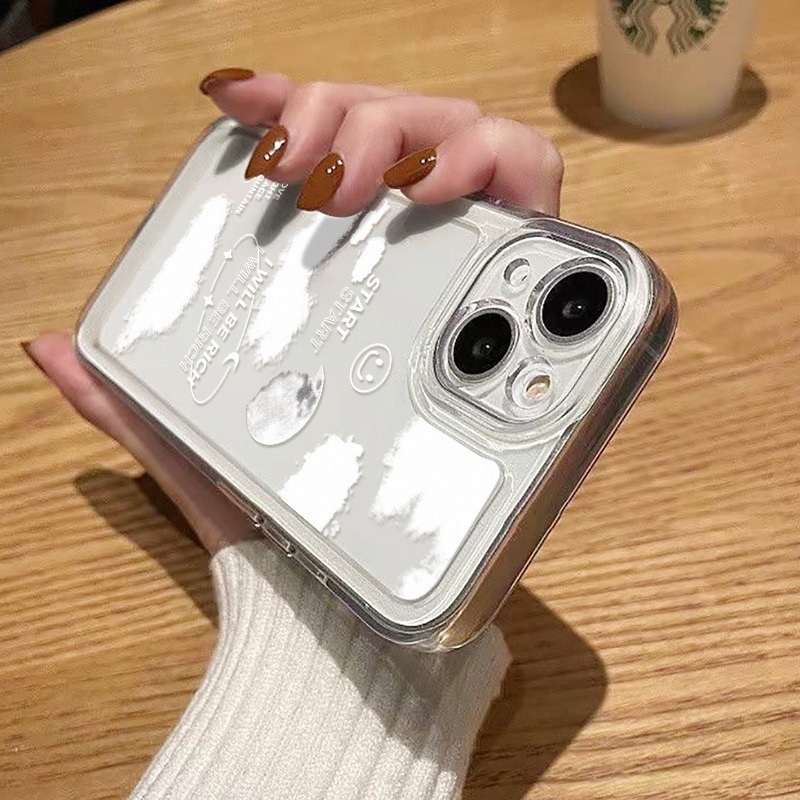 เคสโทรศัพท์เมฆสีขาวใสสำหรับ iPhone 11 13 14 Pro Max 14 XR XS Max 7 8 Plus 12 13 11 Pro Max 13 12 Pro