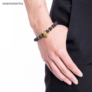 Onem สร้อยข้อมือ กําไลข้อมือ ประดับลูกปัดหินลาวา รูปหัวมังกร ภูเขาไฟ สไตล์วินเทจ สําหรับผู้ชาย