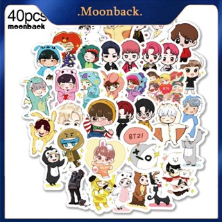 &lt;moonback&gt; 40 ชิ้น / เซต การ์ตูน BTS ตุ๊กตา กันน้ํา สติกเกอร์กาว รูปลอก ตู้เย็น โทรศัพท์ ตกแต่ง