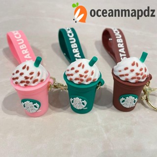 Oceanmapdz Starbucks พวงกุญแจถ้วยชานม ทรงเรขาคณิต น่ารัก สไตล์เกาหลี สําหรับผู้หญิง