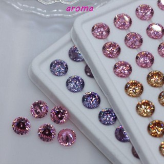 Aroma อุปกรณ์ตกแต่งเล็บ พลอยเทียม เพทาย ทรงกลม สีม่วง 8.0 มม. DIY