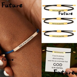 Future สร้อยข้อมือถัก สีโรสโกลด์ สามารถปรับได้ ของขวัญเครื่องประดับ สําหรับผู้ชาย และผู้หญิง