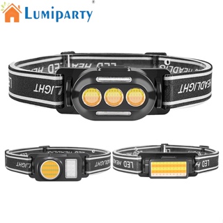 Lumiparty ไฟหน้า LED COB พร้อมไฟแสดงสถานะ IPX4 4 ระดับ กันน้ํา ชาร์จ TYPE-C น้ําหนักเบา