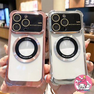 เคสโทรศัพท์มือถือซิลิโคน TPU ใส กันกระแทก ป้องกันเลนส์กล้อง แม่เหล็ก หรูหรา สําหรับ iPhone 14 13 12 11 Pro Max