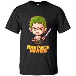 เสื้อเชิ้ตแขนสั้น เสื้อยืดผ้าฝ้าย เสื้อยืดไม่ต้องรีด เสื้อวินเทจชาย One Piece ต้องการอะนิเมะญี่ปุ่น Roronoa Zoro ผ้าฝ้าย